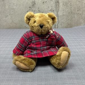 Vermont Teddy Bear Brown with Plaid Nightshirt and Pocket Mouse‎ 15" Jointed